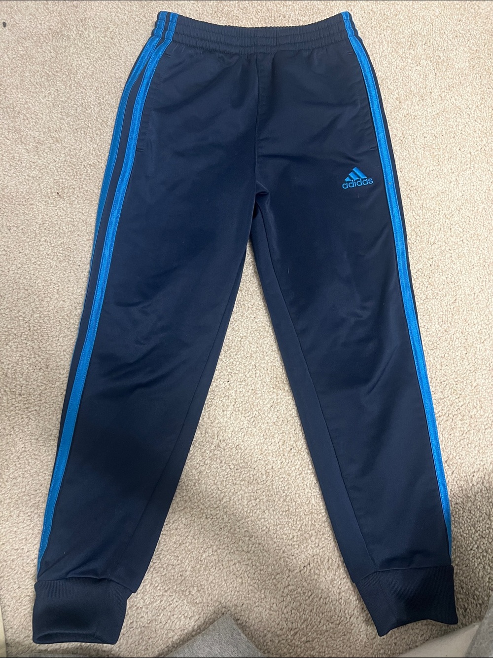 adidas Navy Sweatpants with Bright Blue Side Stripes